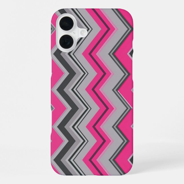 Pink & Grey Chevron Design iPhone Case (Back)