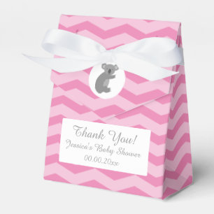 Pink grey chevron koala bear baby shower favour bo box