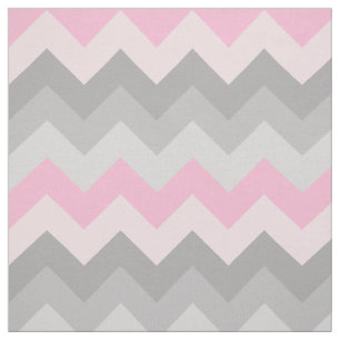 Pink Grey Chevron Ombre Fabric