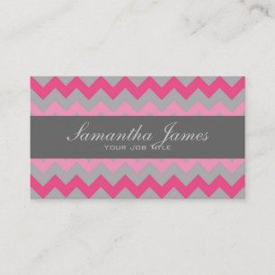 Pink grey chevron pattern business cards