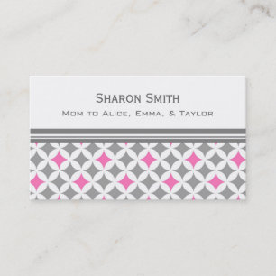 Pink Grey Circles Pattern Mum Calling Cards