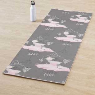 Pink & Grey Couture Ballerina Girls Chic Fashion Yoga Mat