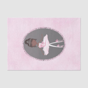 Pink & Grey Couture Dark Ballerina Birthday Party Tissue Paper