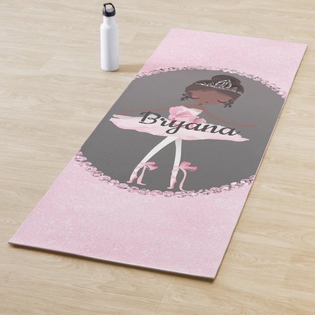 Pink & Grey Couture Ethnic Ballerina Personalised Yoga Mat (In Situ)