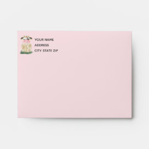 Pink Grey Cow Birthday Party Envelope