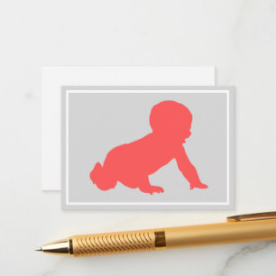 Pink & Grey Crawling - Baby Shower - Book Request Enclosure Card