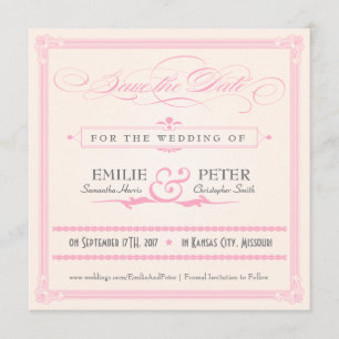 Pink, Grey & Cream Poster Style Save the Date