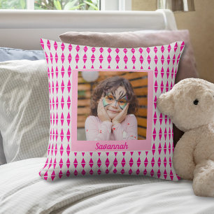 Pink Grey Custom Photo Cushion