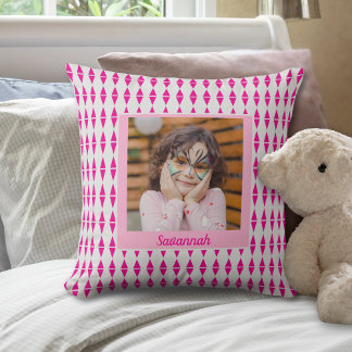 Pink Grey Custom Photo Cushion