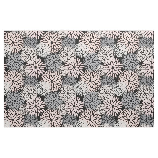 Pink Grey Dahlia Floral Pattern Fabric (Fat Quarter)