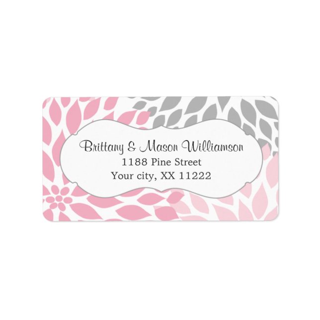 Pink Grey Dahlia Wedding Bridal Baby Shower custom Label (Front)