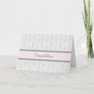 Pink Grey Damask Congratulations on Expecting Card
