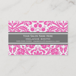 Pink Grey Damask Salon Appointment Cards