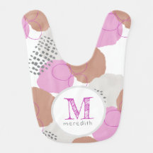 Pink Grey Dots and Spots Modern Abstract Monogram