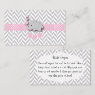 Pink Grey Elephant Baby Shower Book Request Enclosure Card