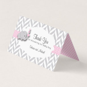 Pink & Grey Elephant Baby Shower   Candy Toppers Business Card
