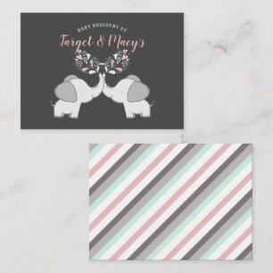 Pink & Grey Elephant Baby Shower Gift Registry Enclosure Card