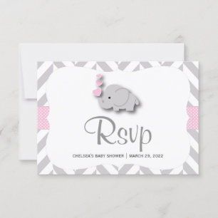 Pink & Grey Elephant Baby Shower - RSVP