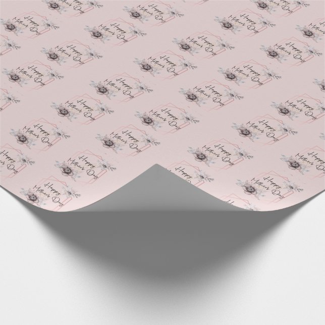  Pink Grey Floral Mother's Day  Wrapping Paper (Corner)