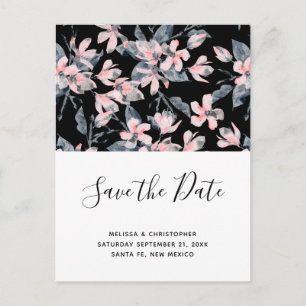 Pink & Grey Floral Pattern Save the Date Invitation Postcard