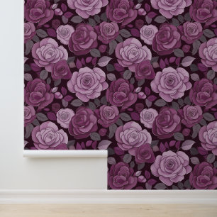 Pink Grey Floral Roses Wallpaper