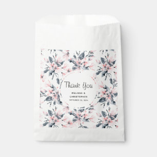 Pink & Grey Floral Watercolor Pattern Wedding Favour Bags