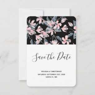Pink & Grey Floral Watercolor Pattern Wedding Save The Date