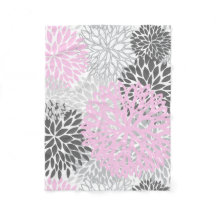 Pink & Grey Flower Baby Blanket