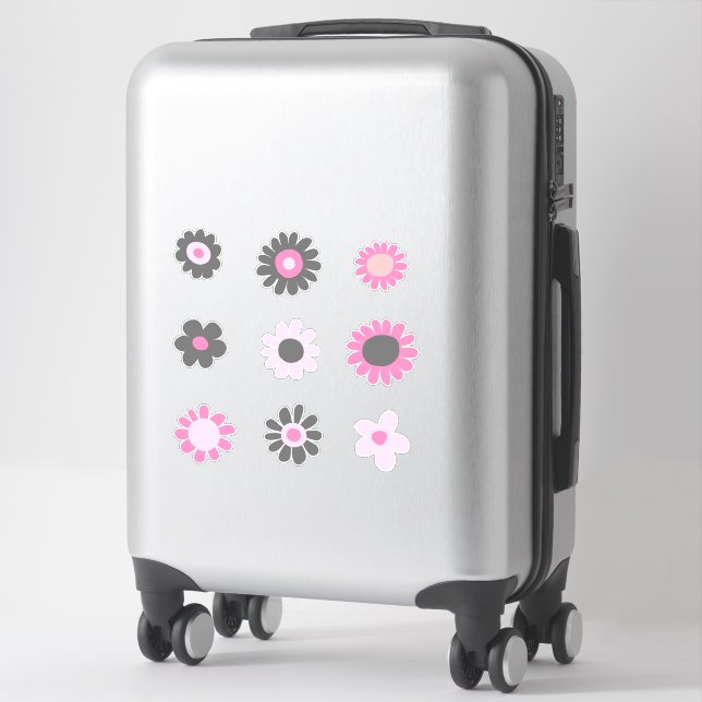 Pink Grey Flowers (Suitcase)