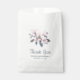 Pink & Grey Flowers Classy Watercolor Birthday Favour Bags