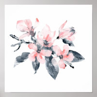 Pink & Grey Flowers Classy Watercolor