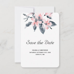 Pink & Grey Flowers Classy Watercolor Wedding Save The Date