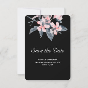 Pink & Grey Flowers Classy Watercolor Wedding Save The Date