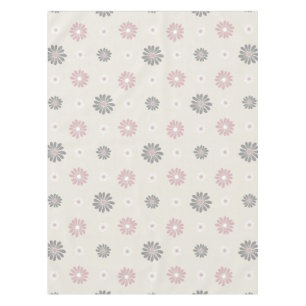 Pink & Grey Flowers Tablecloth