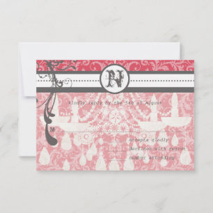 Pink & Grey Funky Swirls Wedding RSVP
