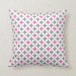Pink Grey Geometric Pattern Decorative Pillow