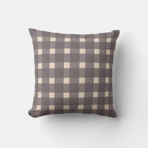 Pink Grey Gingham Pattern Cushion