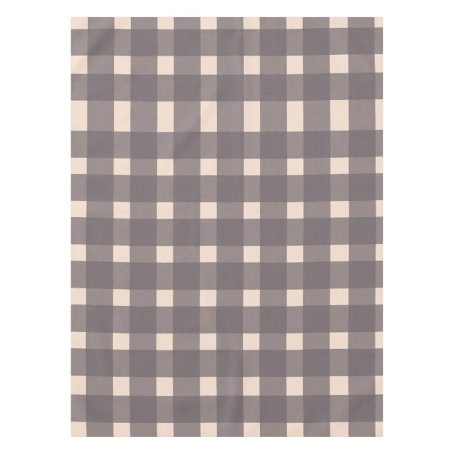 Pink Grey Gingham Pattern Tablecloth (Front)