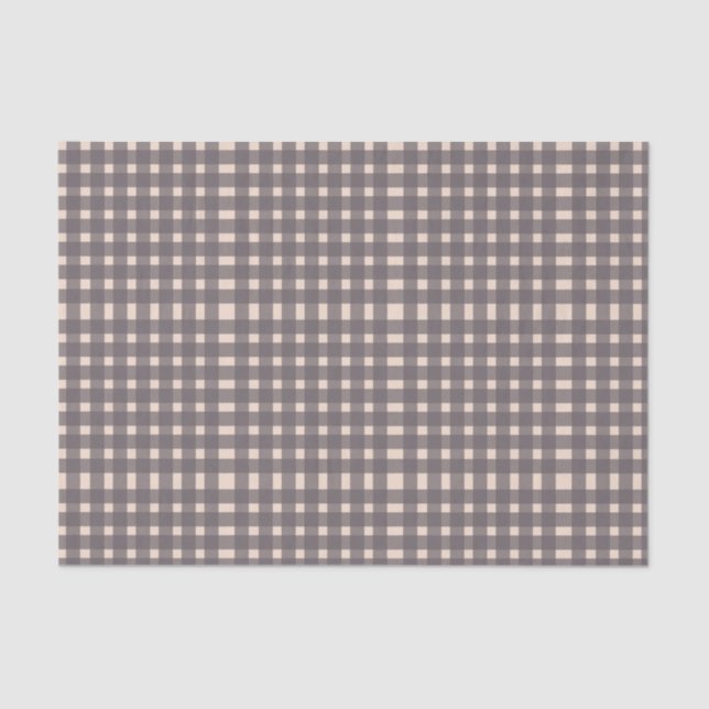 Pink Grey Gingham Pattern Tissue Paper (Front)
