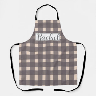 Pink Grey Gingham Personalised Apron