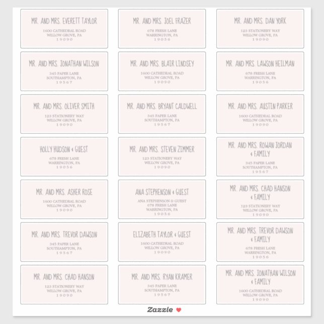 Pink & Grey Girl Baby Shower Guest Address Labels (Sheet)