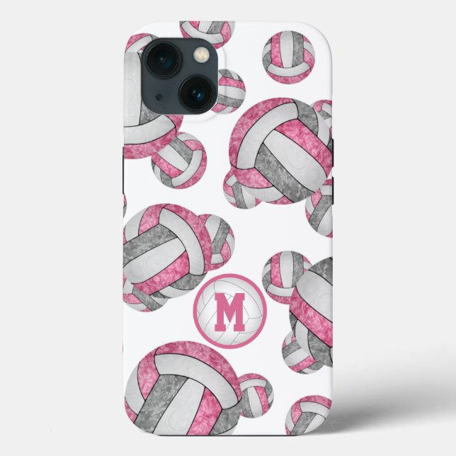 Pink grey girls volleyballs pattern gifts Case-Mate iPhone case (Back)