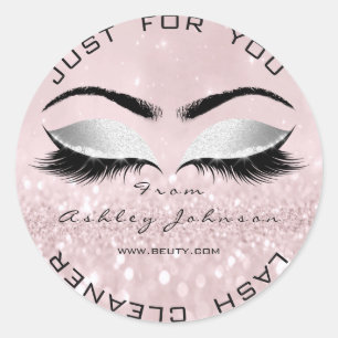 Pink Grey Glitter Blush Lashes Makeup Cleaner Classic Round Sticker