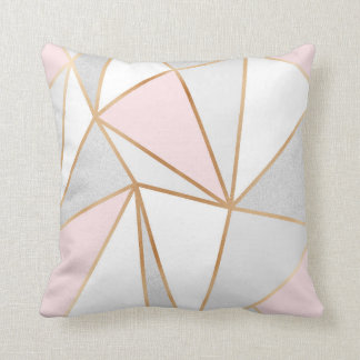 Pink, Grey & Gold Geo Cushion