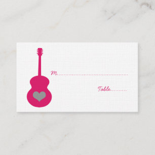 Pink/Grey Guitar Heart Place Card