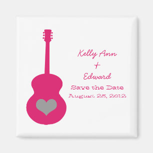 Pink/Grey Guitar Heart Save the Date Magnet