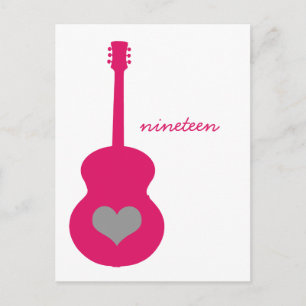 Pink/Grey Guitar Heart Table Postcard