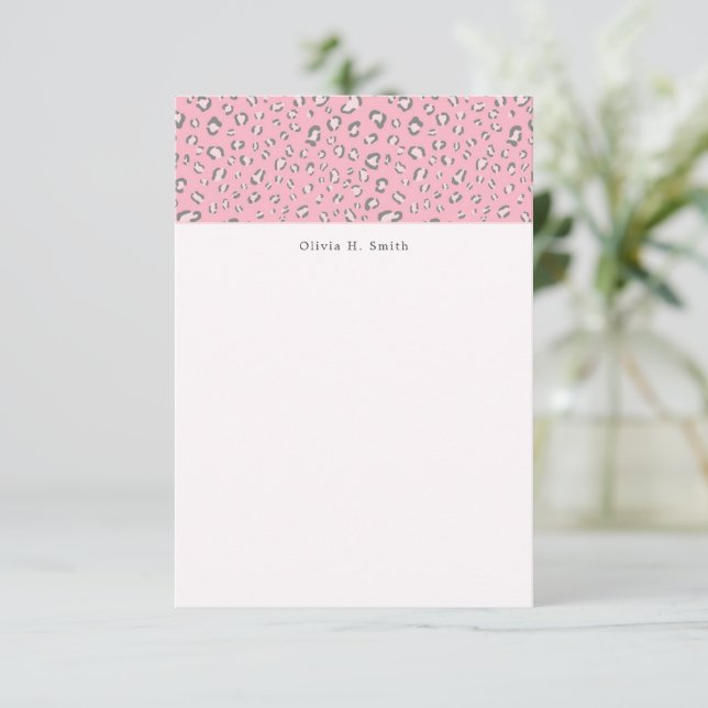 Pink Grey Leopard 2 personalised Card (Standing Front)