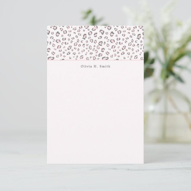 Pink Grey Leopard personalised Card (Standing Front)