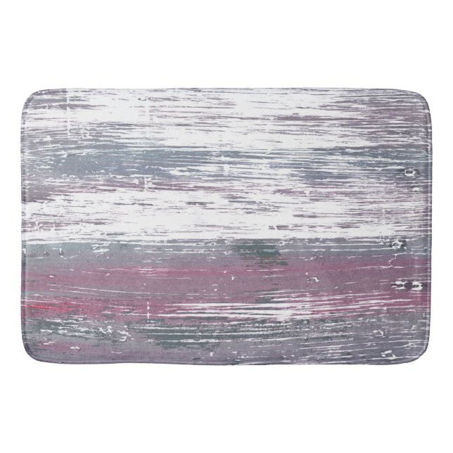 Pink grey lines bath mat (Front)